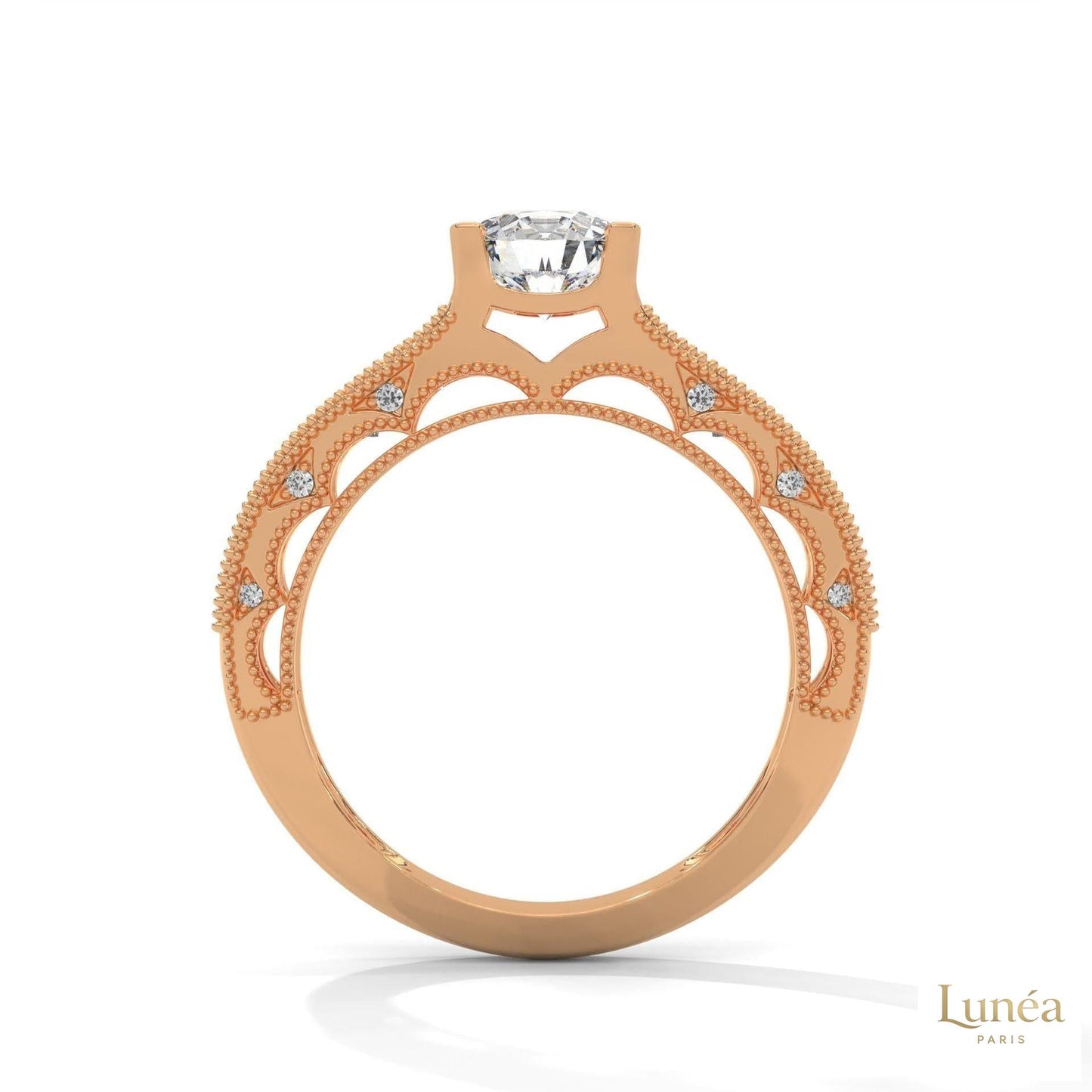 1.25 Ct. Milgrain Pavé Lab Diamond Engagement Ring