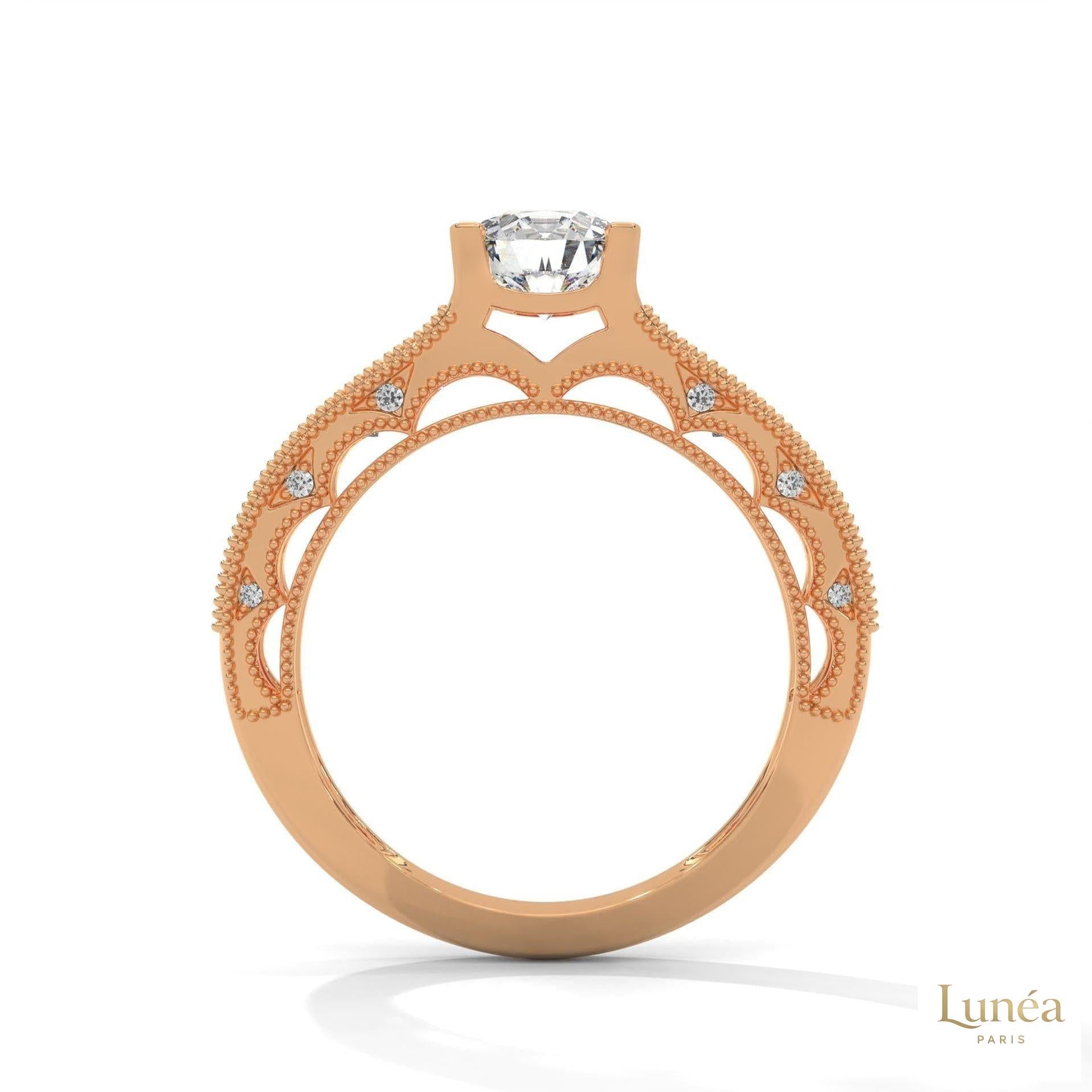 1.25 Ct. Milgrain Pavé Lab Diamond Engagement Ring