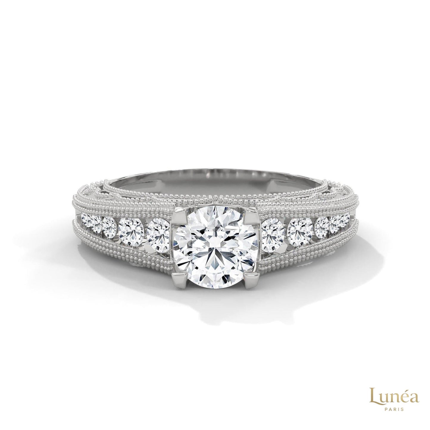 1.25 Ct. Milgrain Pavé Lab Diamond Engagement Ring