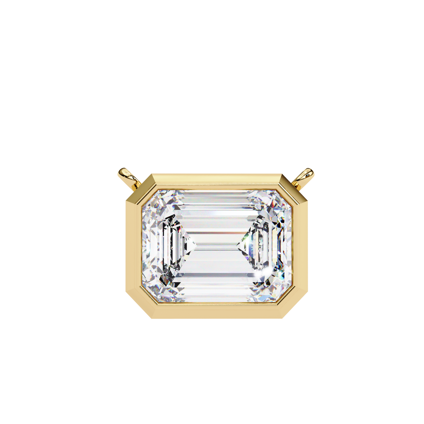 1.90 CT Emerald-Cut Lab-Grown Diamond Bezel Pendant Necklace in 14K Gold & Platinum