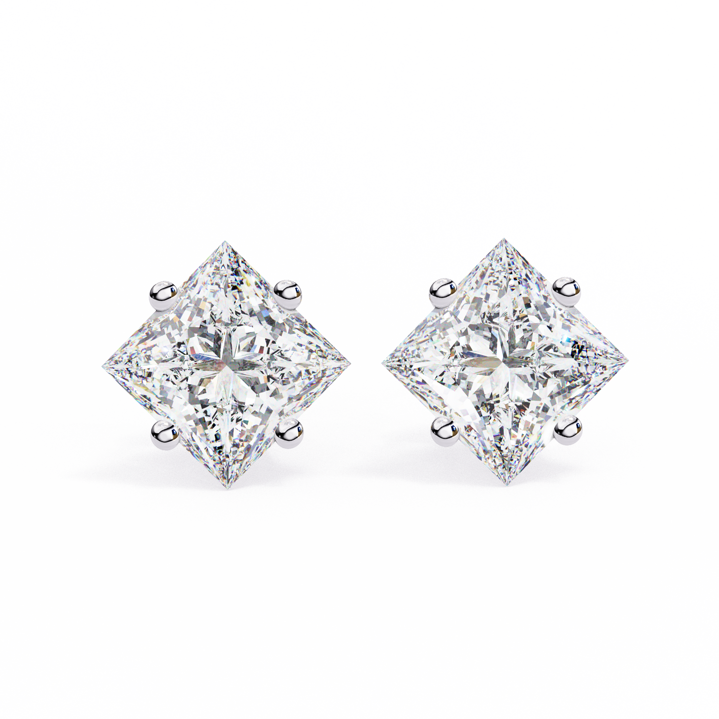 2.39 CTW Princess-Cut Lab-Grown Diamond Stud Earrings in 14K Gold