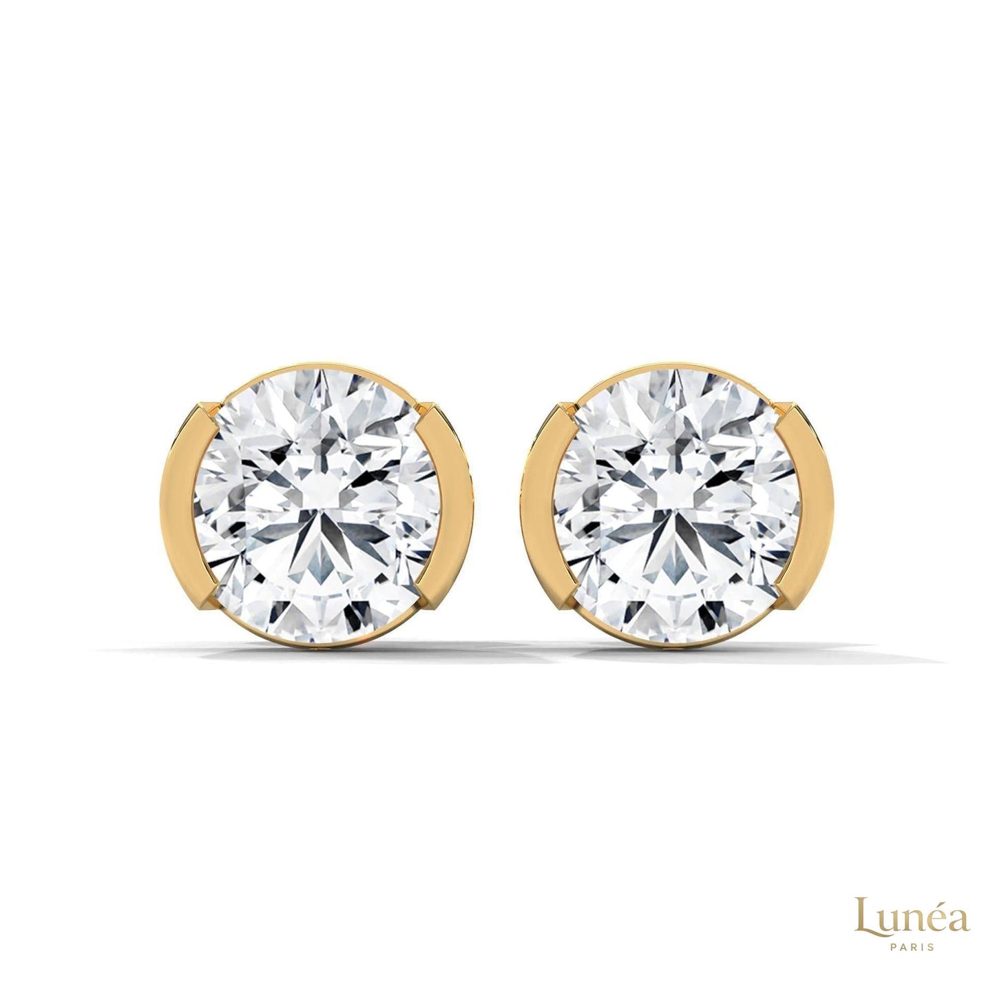 1.30 CT. Round Bezel Diamond Stud Earrings
