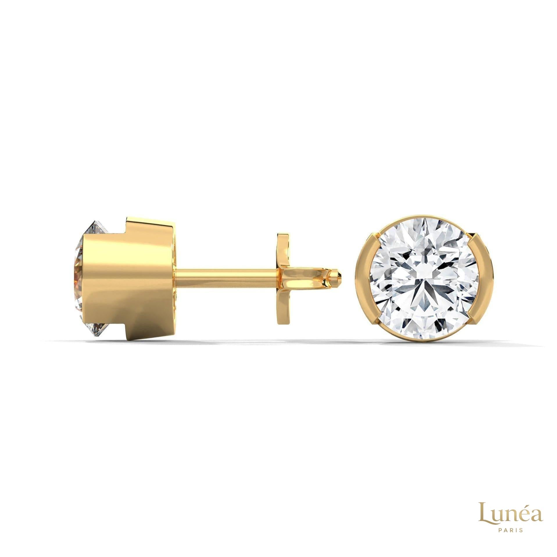1.30 CT. Round Bezel Diamond Stud Earrings