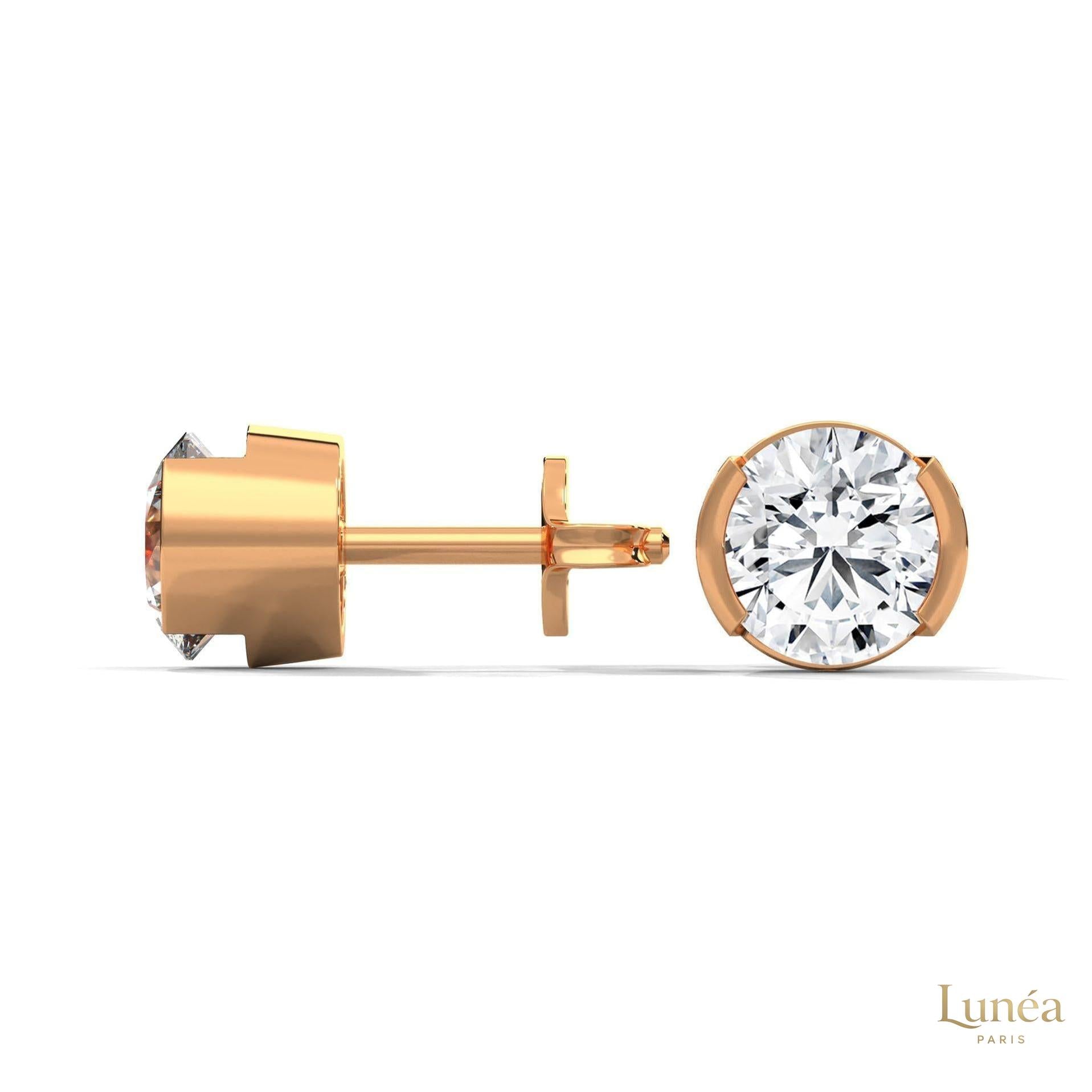 1.30 CT. Round Bezel Diamond Stud Earrings