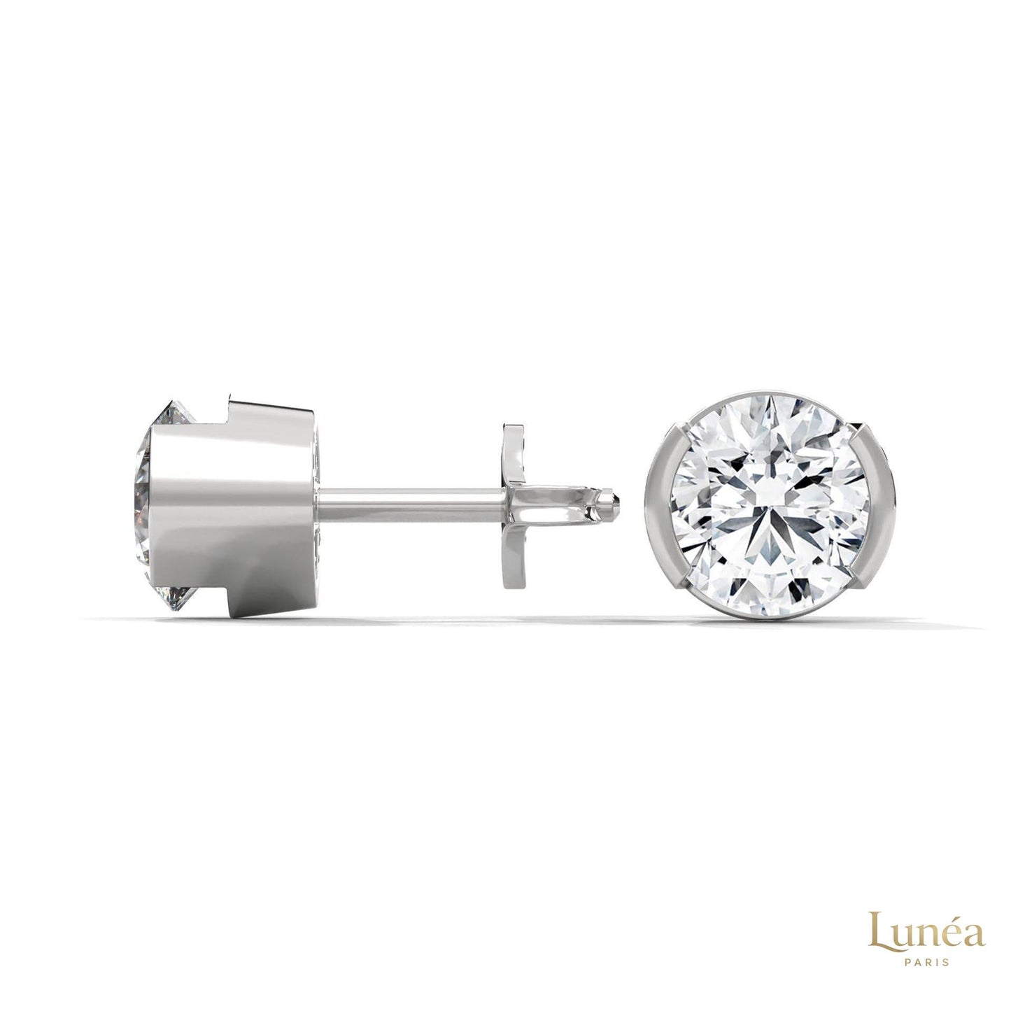 1.30 CT. Round Bezel Diamond Stud Earrings