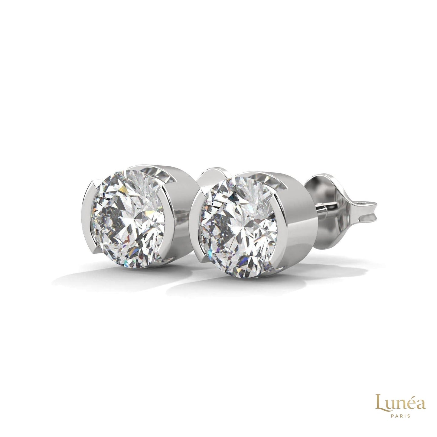 1.30 CT. Round Bezel Diamond Stud Earrings