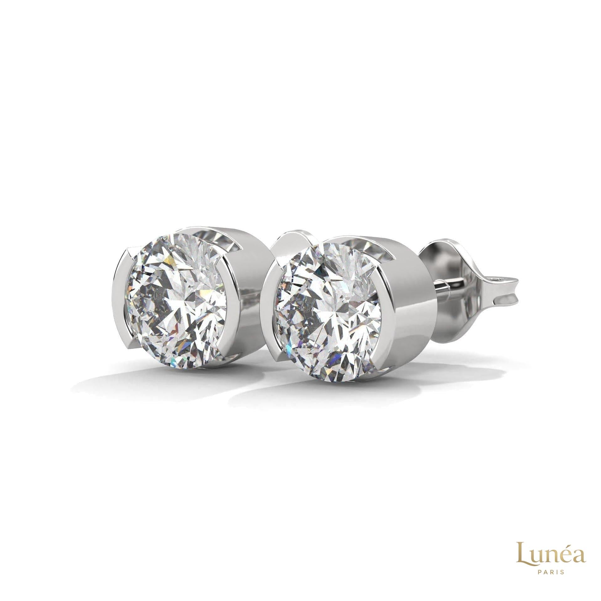 1.30 CT. Round Bezel Diamond Stud Earrings