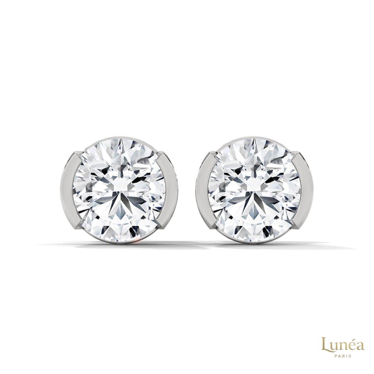 1.30 CT. Round Bezel Diamond Stud Earrings