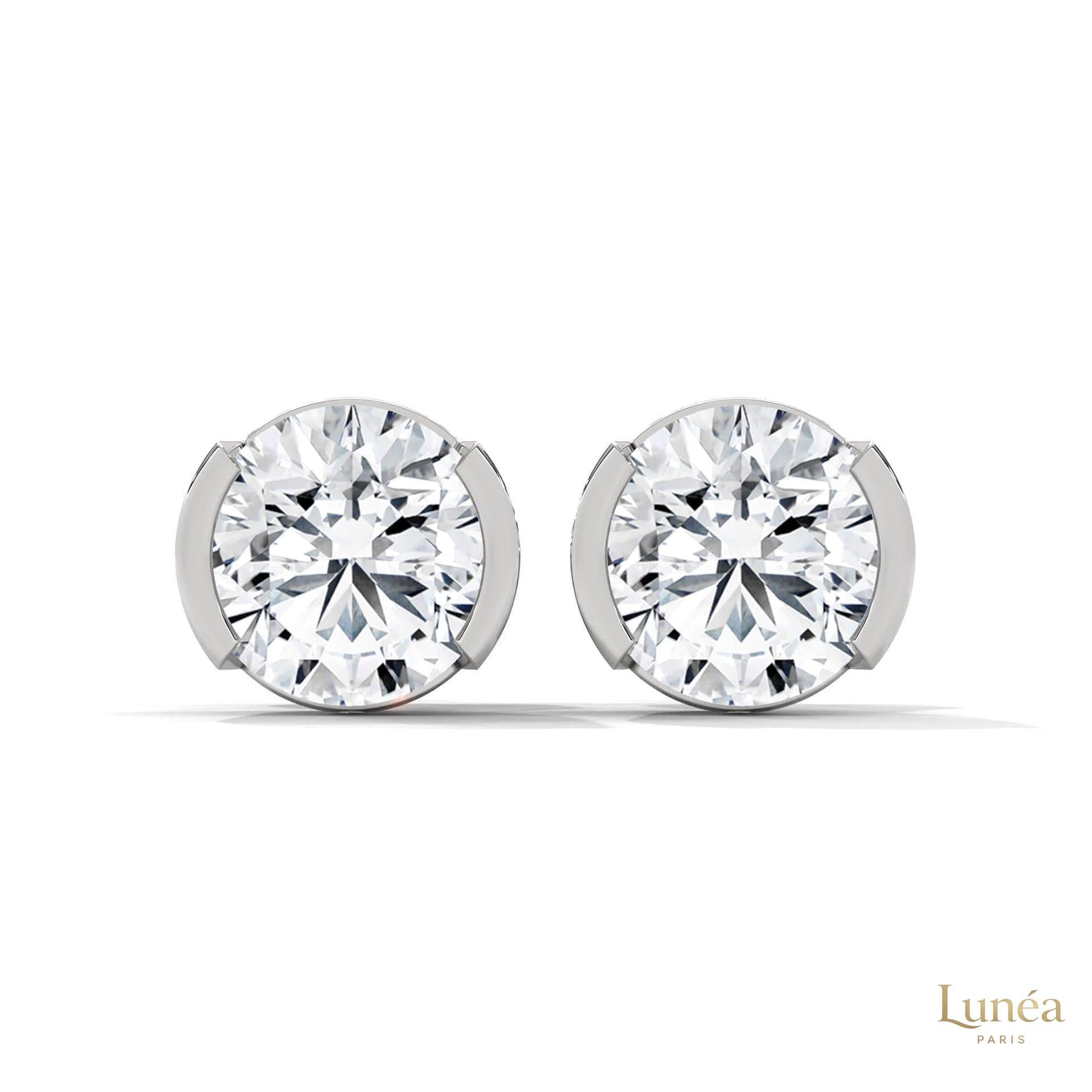 1.30 CT. Round Bezel Diamond Stud Earrings