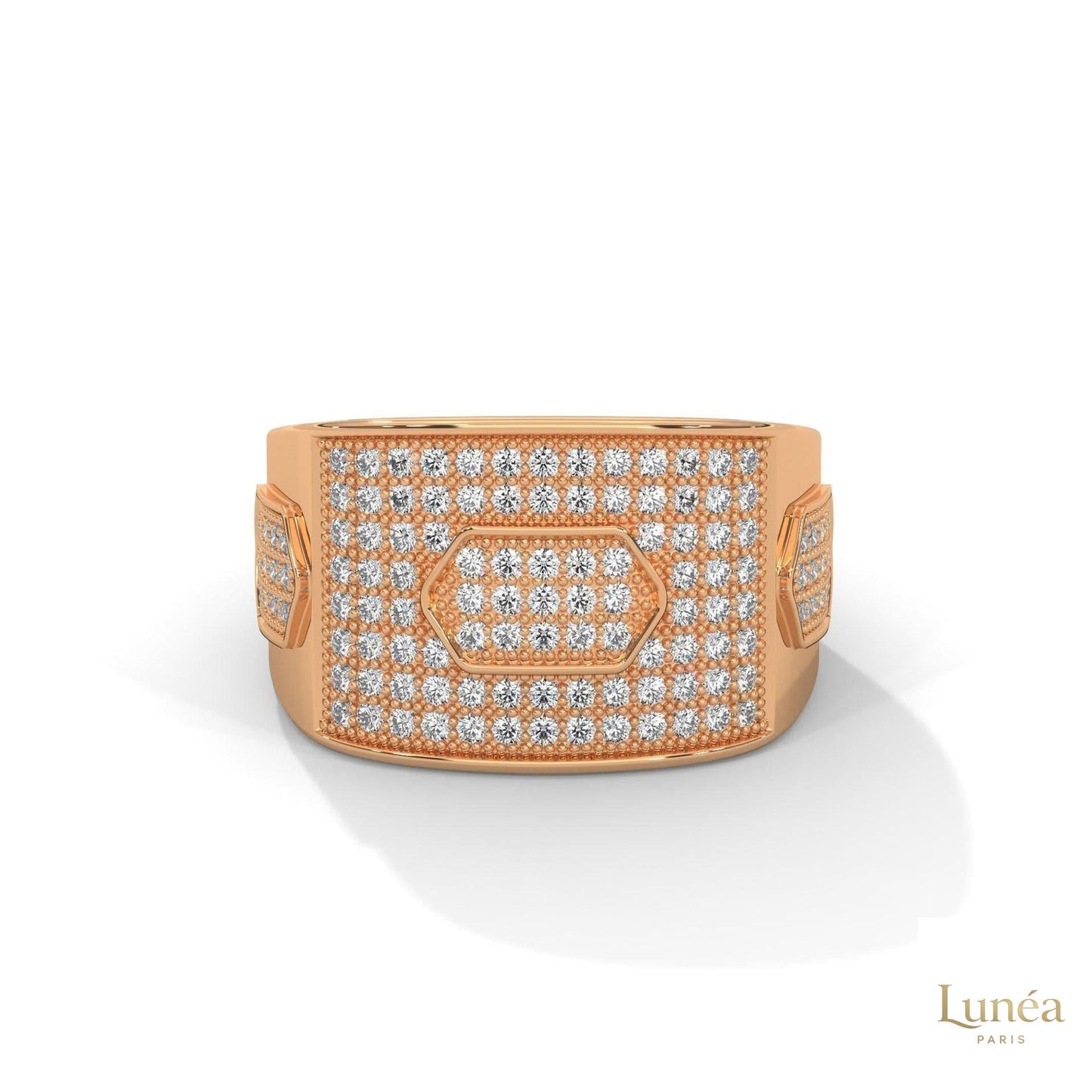 1.35 Ct. Hexagon Pavé Lab Diamond Men’s Ring