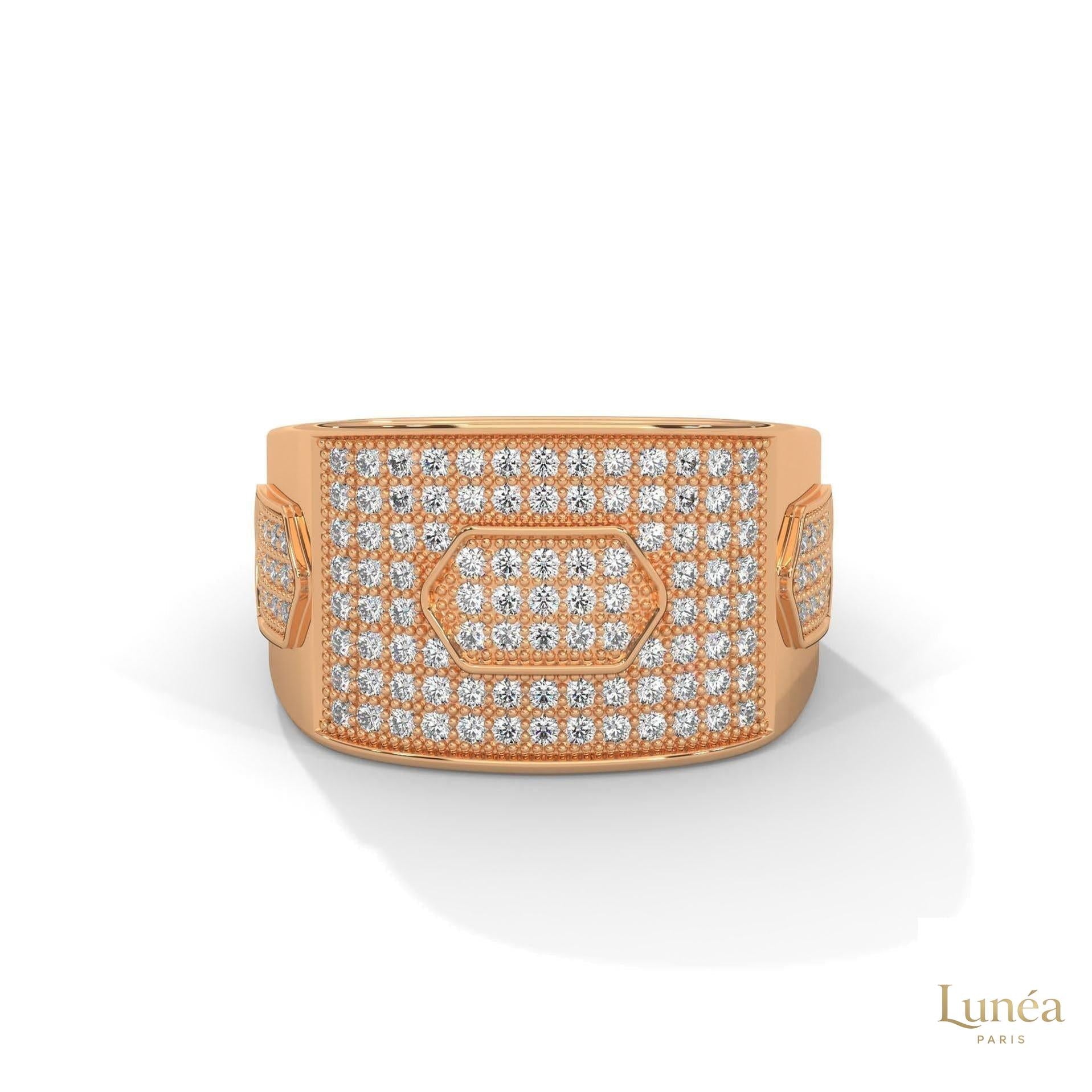 1.35 Ct. Hexagon Pavé Lab Diamond Men’s Ring