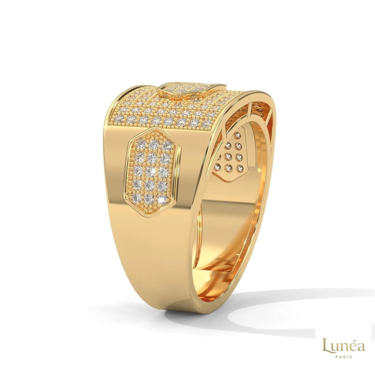1.35 Ct. Hexagon Pavé Lab Diamond Men’s Ring