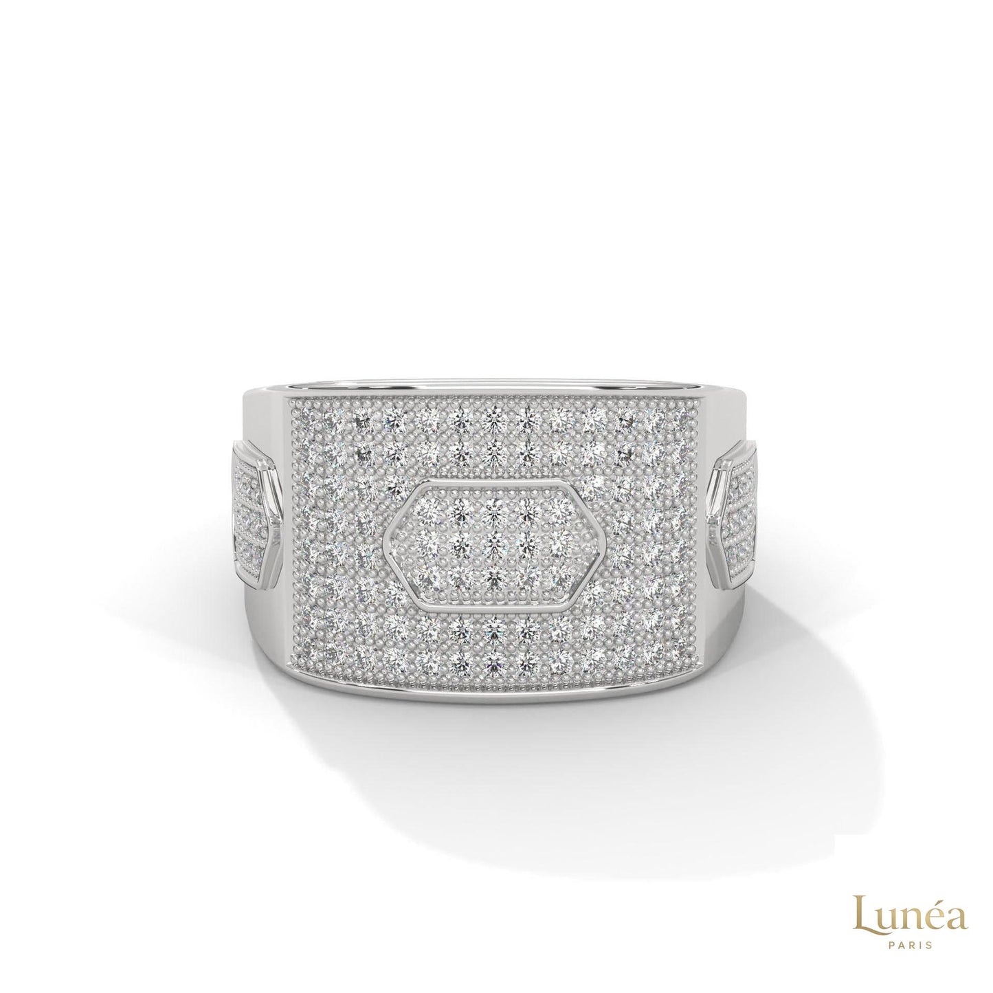 1.35 Ct. Hexagon Pavé Lab Diamond Men’s Ring