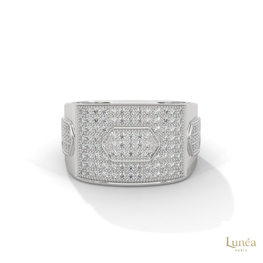 1.35 Ct. Hexagon Pavé Lab Diamond Men’s Ring