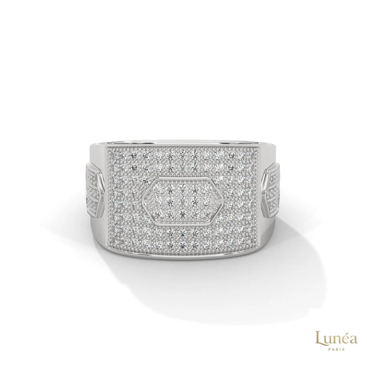 1.35 Ct. Hexagon Pavé Lab Diamond Men’s Ring