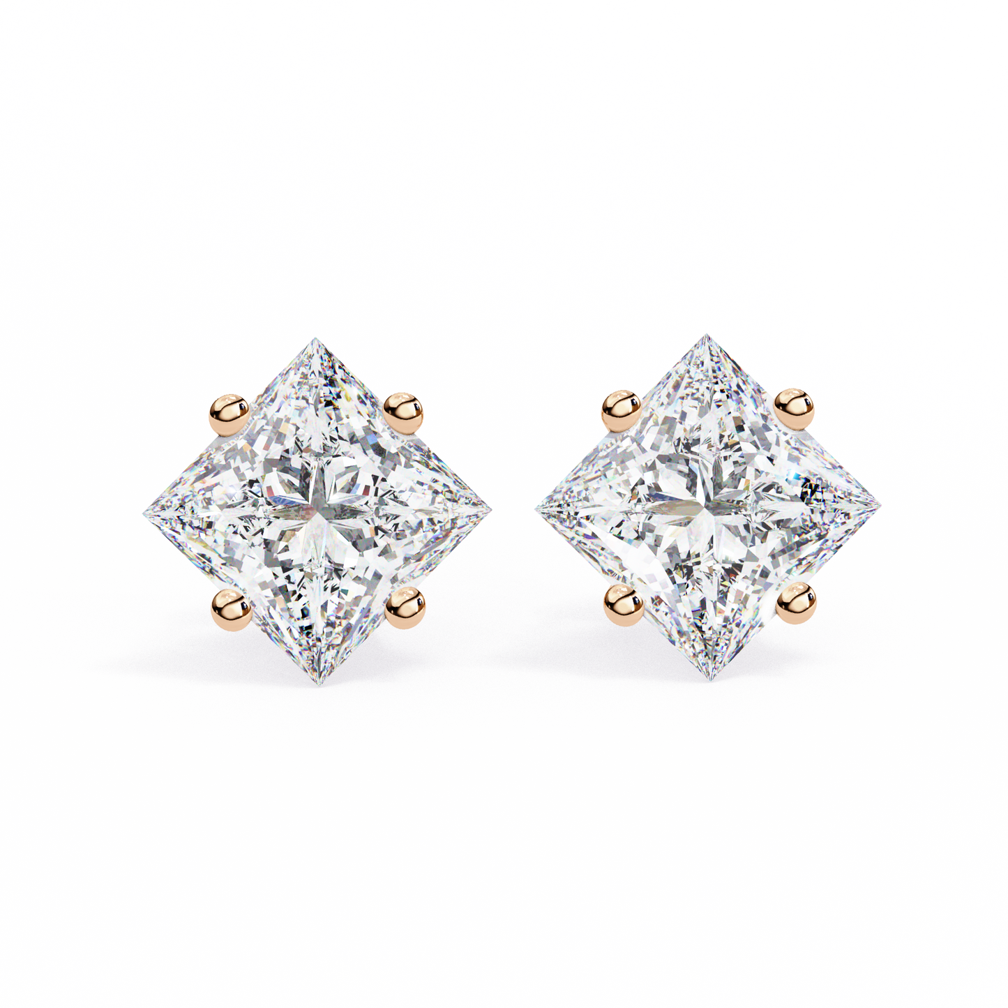 2.39 CTW Princess-Cut Lab-Grown Diamond Stud Earrings in 14K Gold