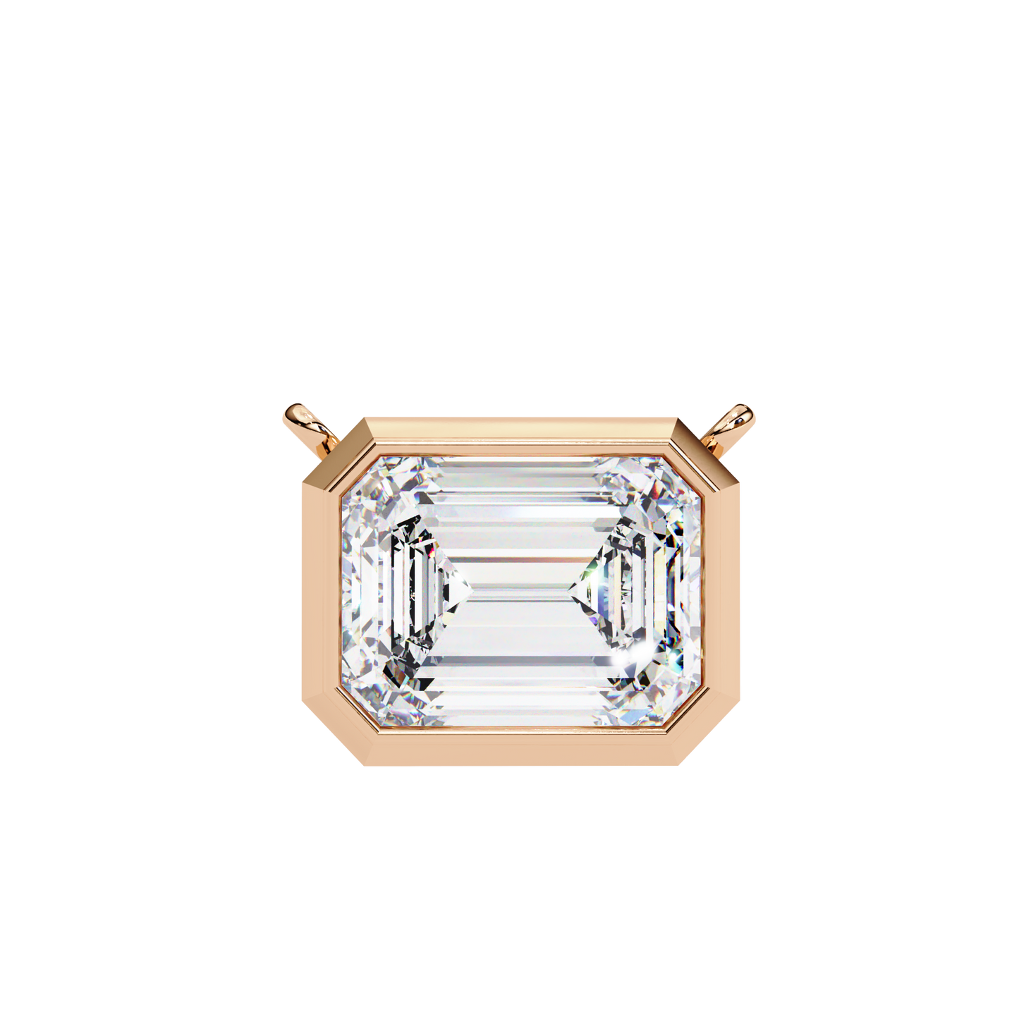 1.90 CT Emerald-Cut Lab-Grown Diamond Bezel Pendant Necklace in 14K Gold & Platinum