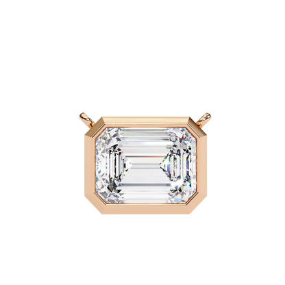 1.90 CT Emerald-Cut Lab-Grown Diamond Bezel Pendant Necklace in 14K Gold & Platinum