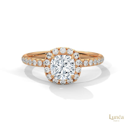 1.40 Ct. Cushion Halo Lab Diamond Engagement Ring