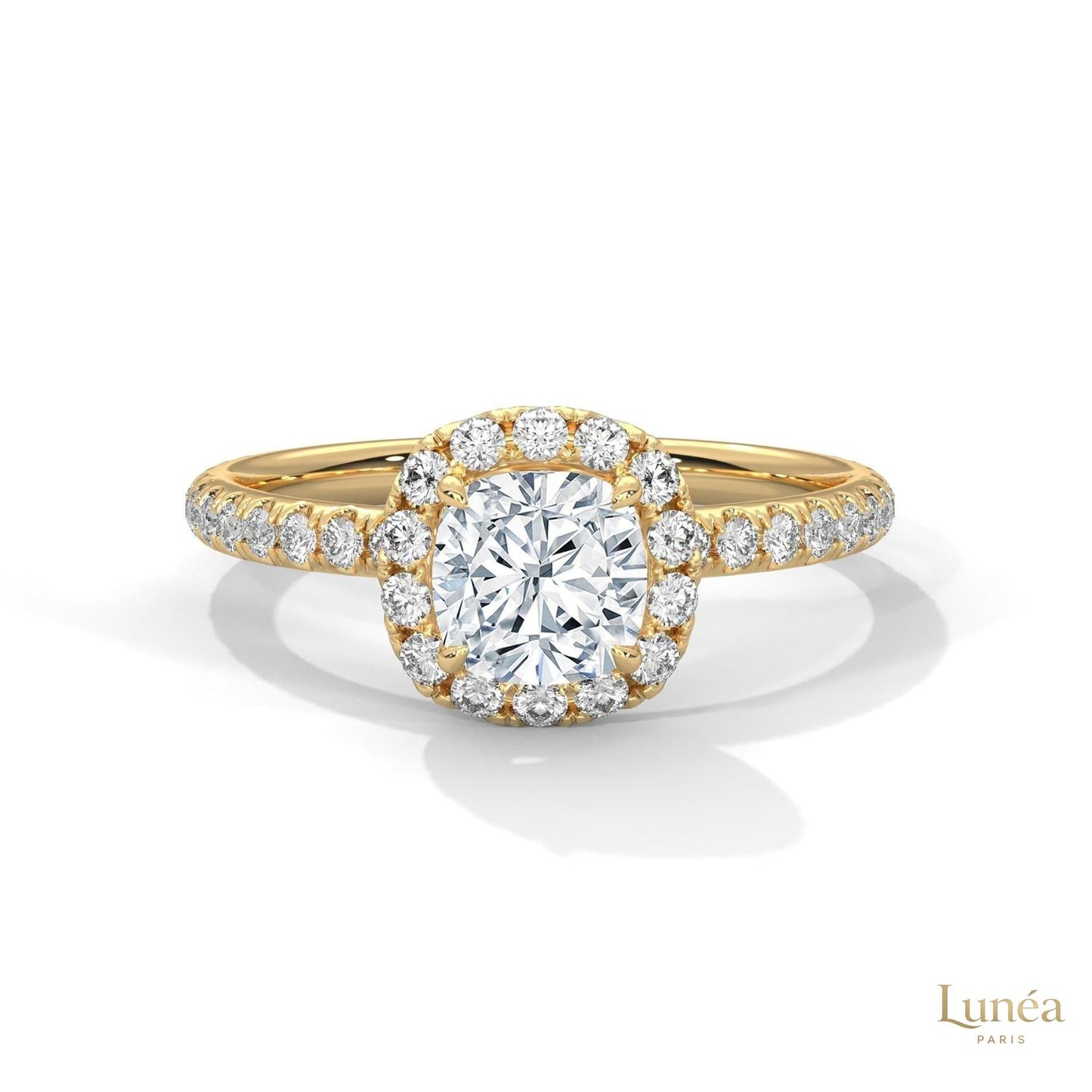 1.40 Ct. Cushion Halo Lab Diamond Engagement Ring