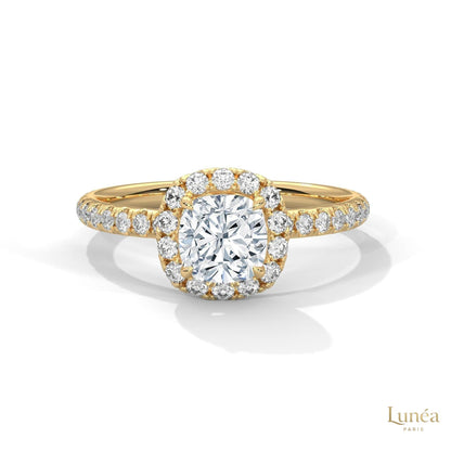 1.40 Ct. Cushion Halo Lab Diamond Engagement Ring