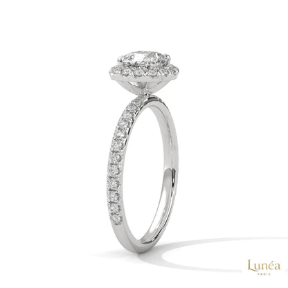 1.40 Ct. Cushion Halo Lab Diamond Engagement Ring