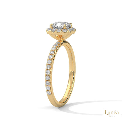 1.40 Ct. Cushion Halo Lab Diamond Engagement Ring