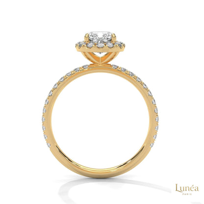 1.40 Ct. Cushion Halo Lab Diamond Engagement Ring
