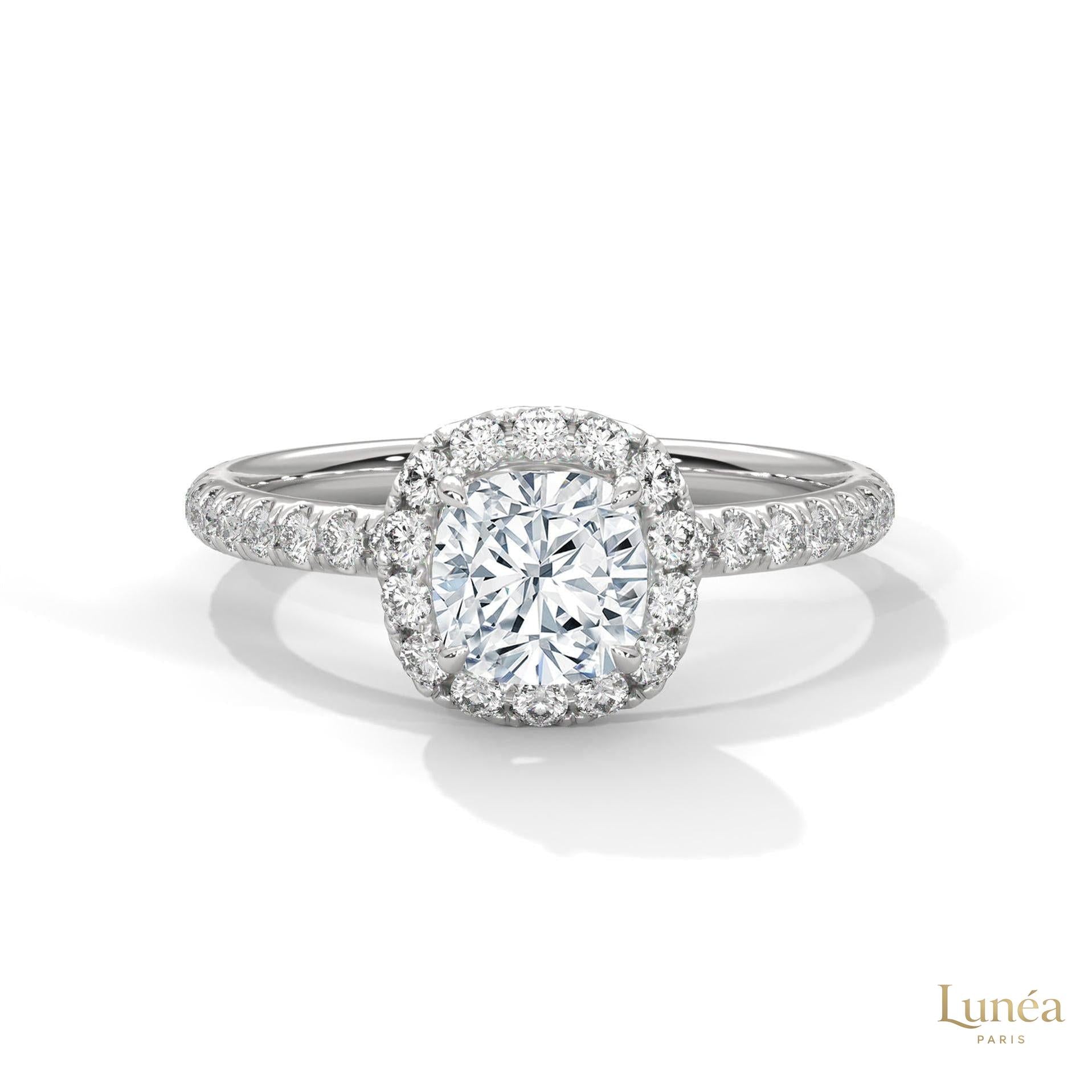 1.40 Ct. Cushion Halo Lab Diamond Engagement Ring