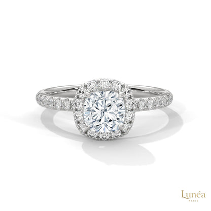 1.40 Ct. Cushion Halo Lab Diamond Engagement Ring