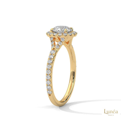 1.45 Ct. Floral Halo Lab Diamond Engagement Ring