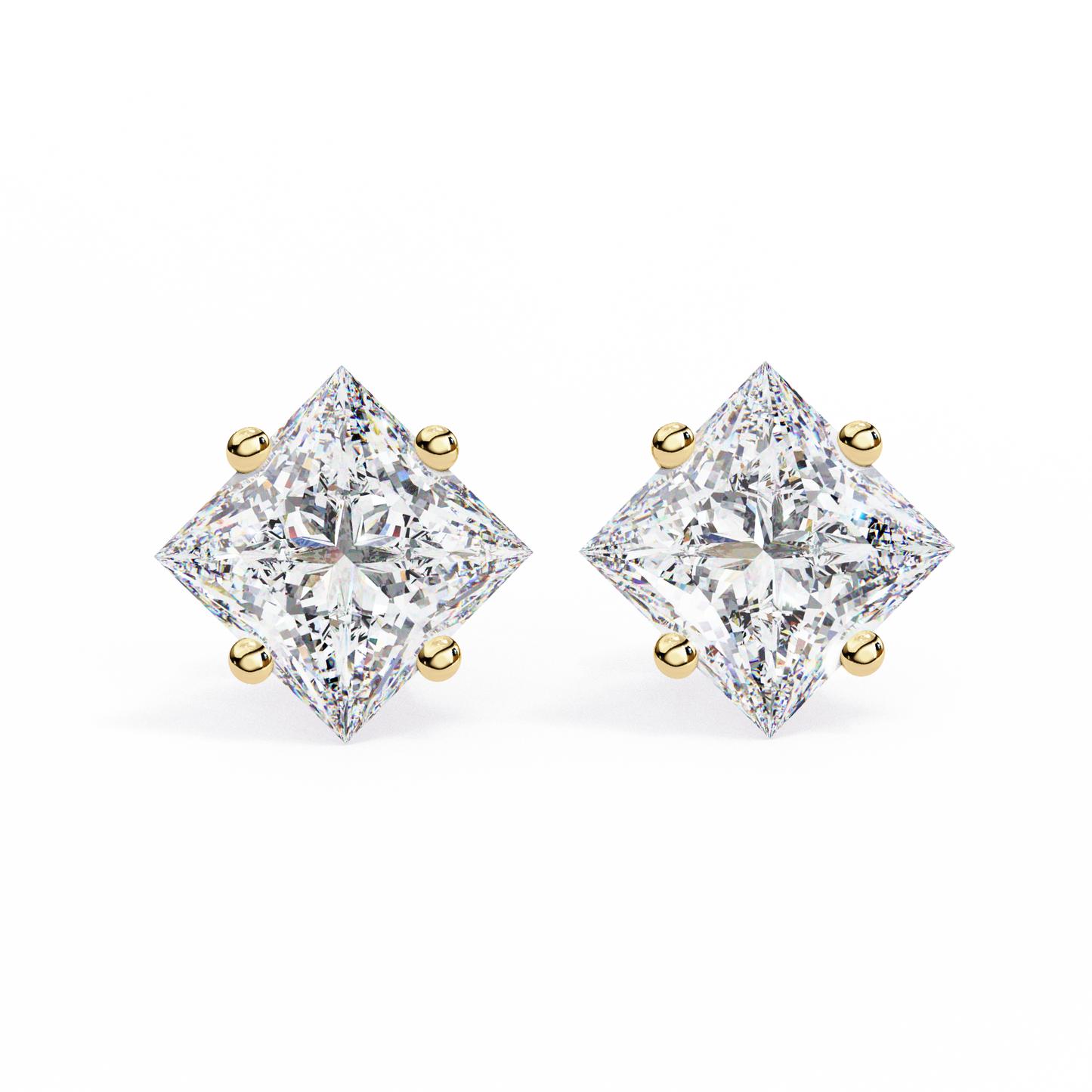 2.39 CTW Princess-Cut Lab-Grown Diamond Stud Earrings in 14K Gold