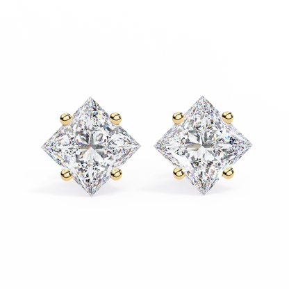 2.39 CTW Princess-Cut Lab-Grown Diamond Stud Earrings in 14K Gold