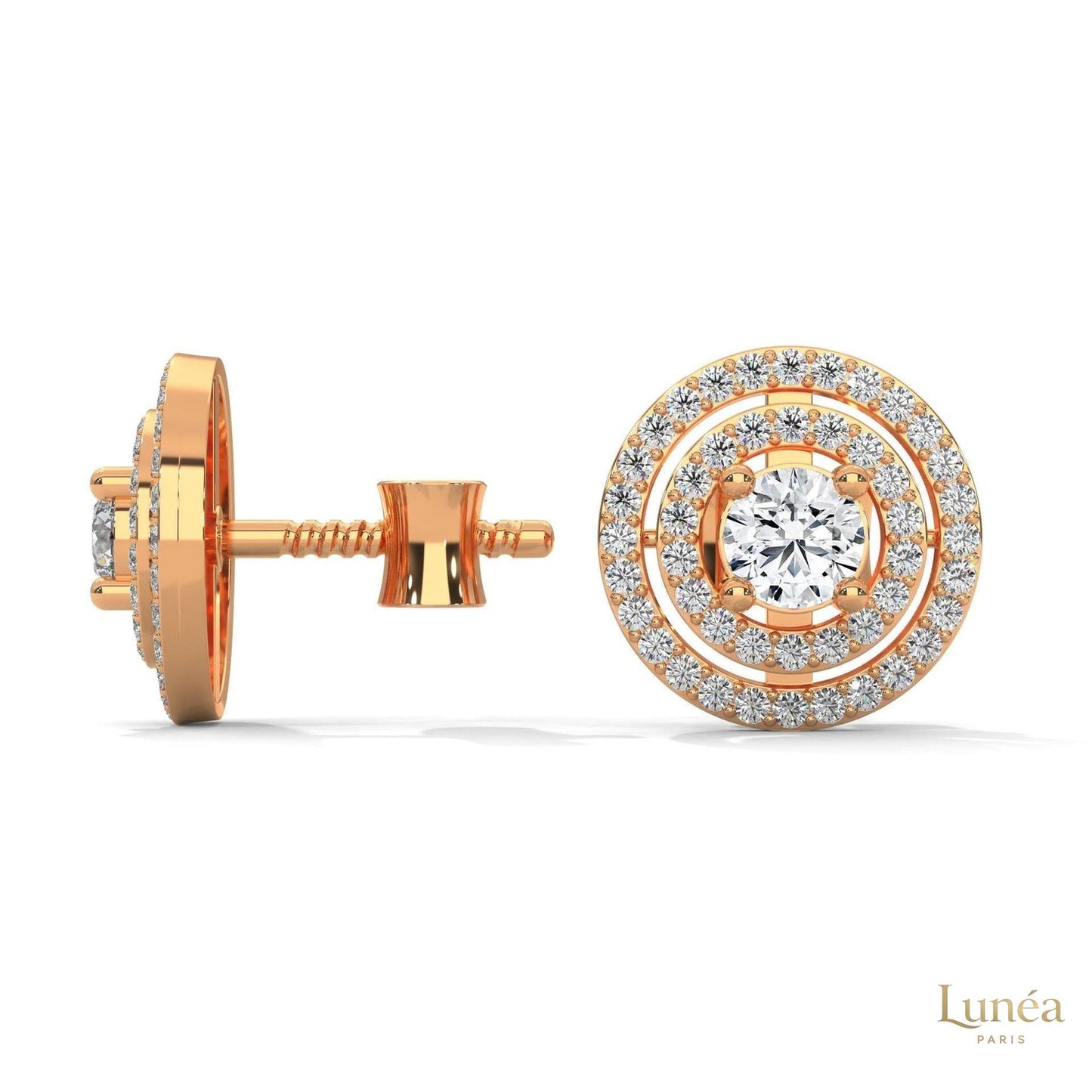1.5 CT. Double Halo Diamond Stud Earrings