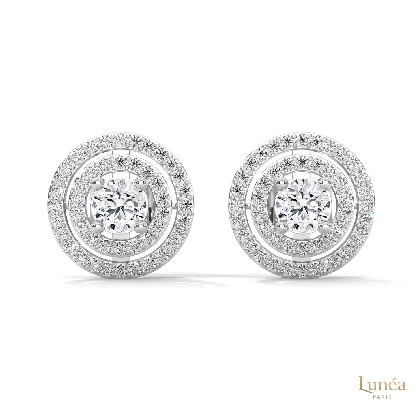 1.5 CT. Double Halo Diamond Stud Earrings