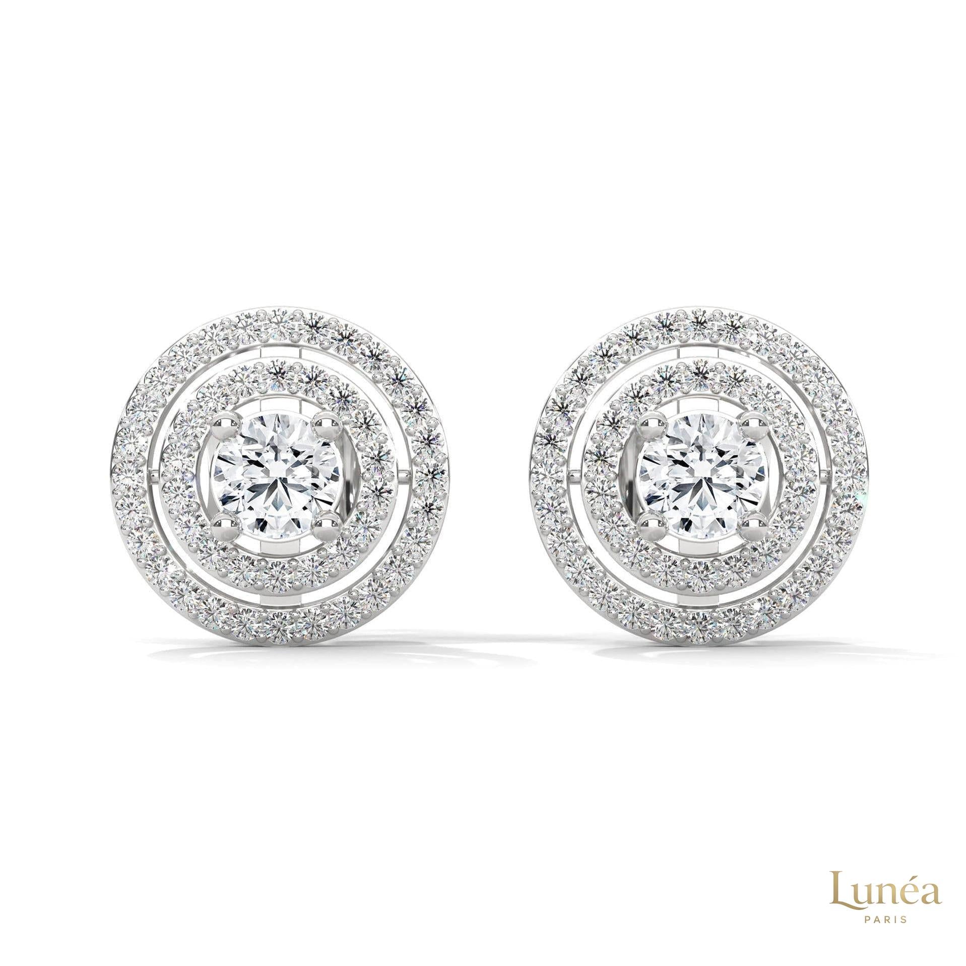 1.5 CT. Double Halo Diamond Stud Earrings