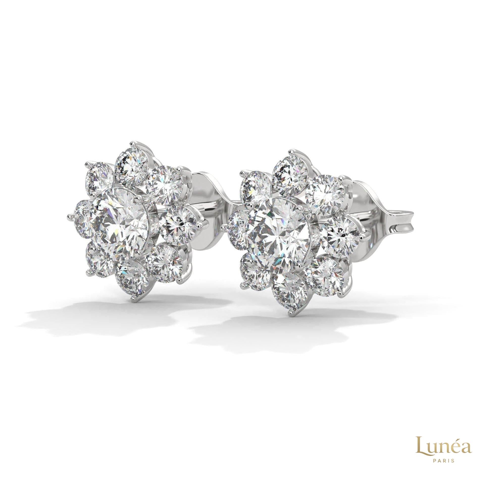 1.50 CT. Diamond Flower Cluster Stud Earrings