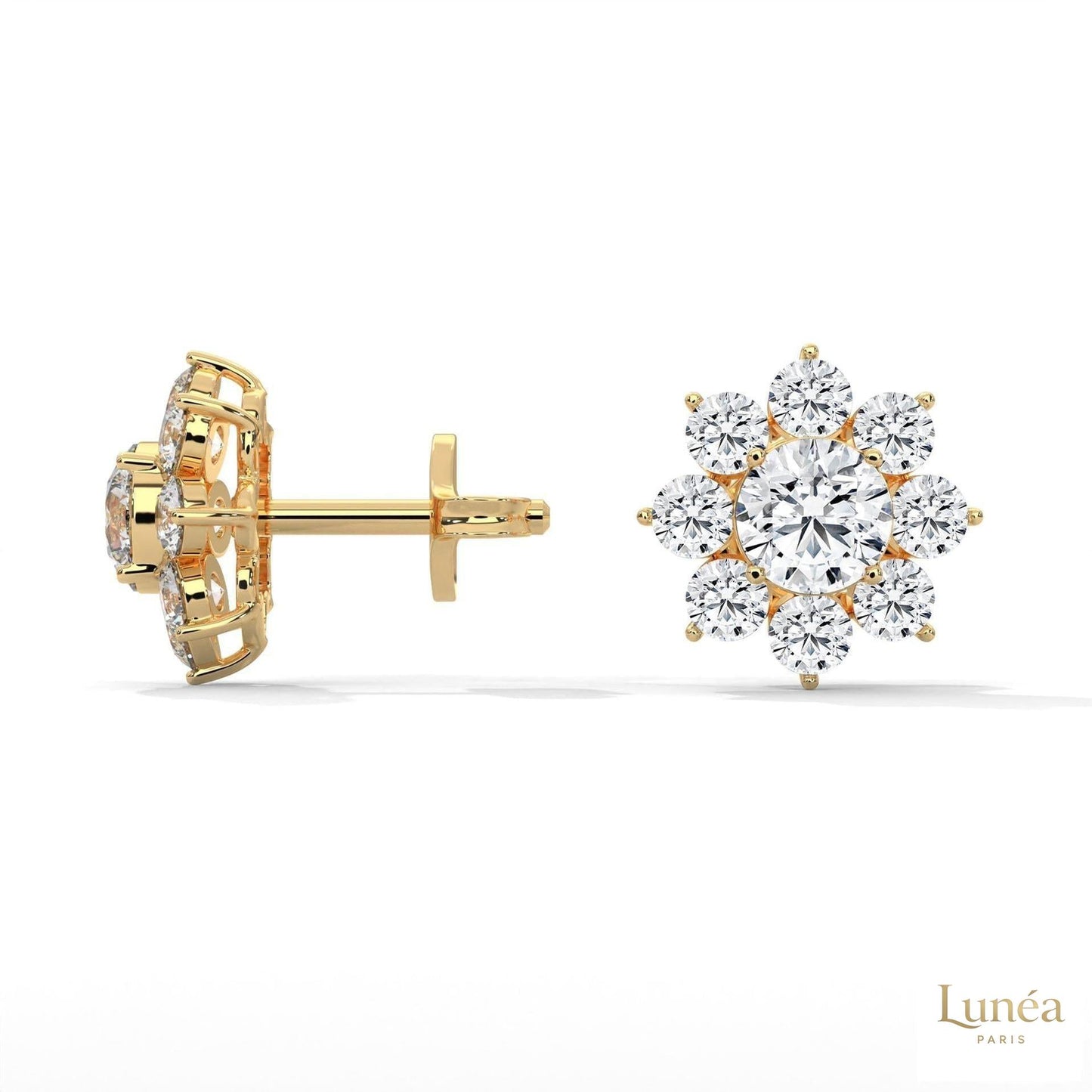 1.50 CT. Diamond Flower Cluster Stud Earrings
