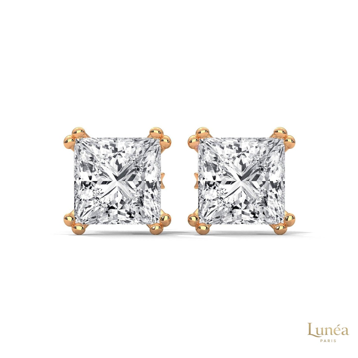 1.50 CT. Princess-Cut Diamond Stud Earrings