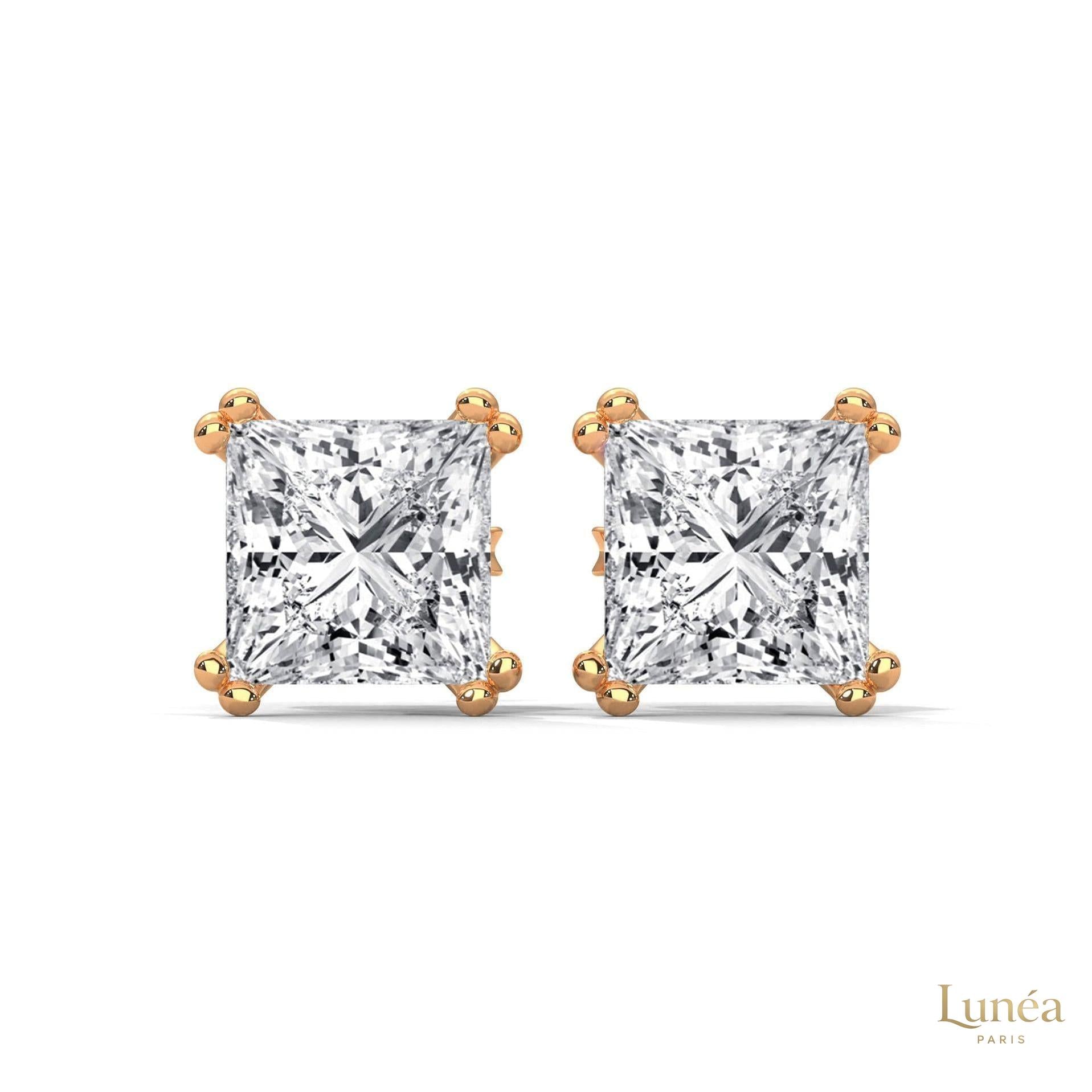 1.50 CT. Princess-Cut Diamond Stud Earrings
