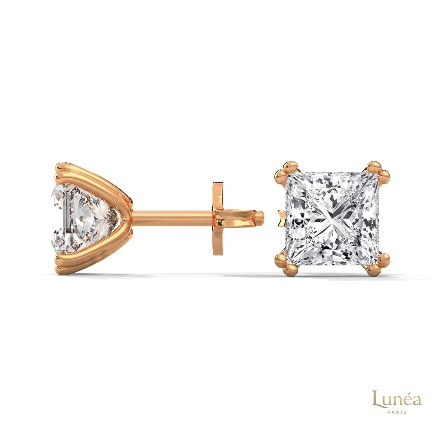 1.50 CT. Princess-Cut Diamond Stud Earrings