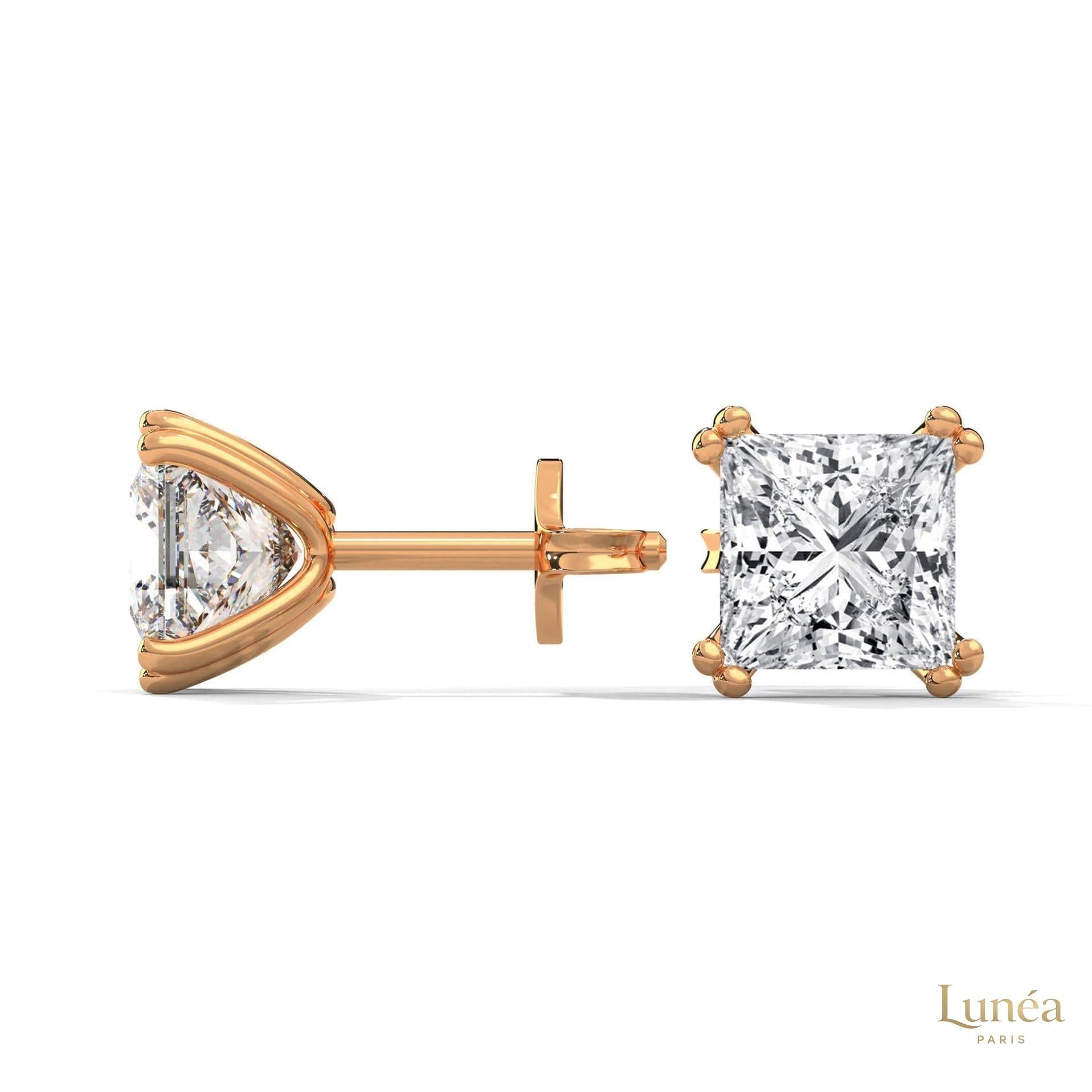 1.50 CT. Princess-Cut Diamond Stud Earrings