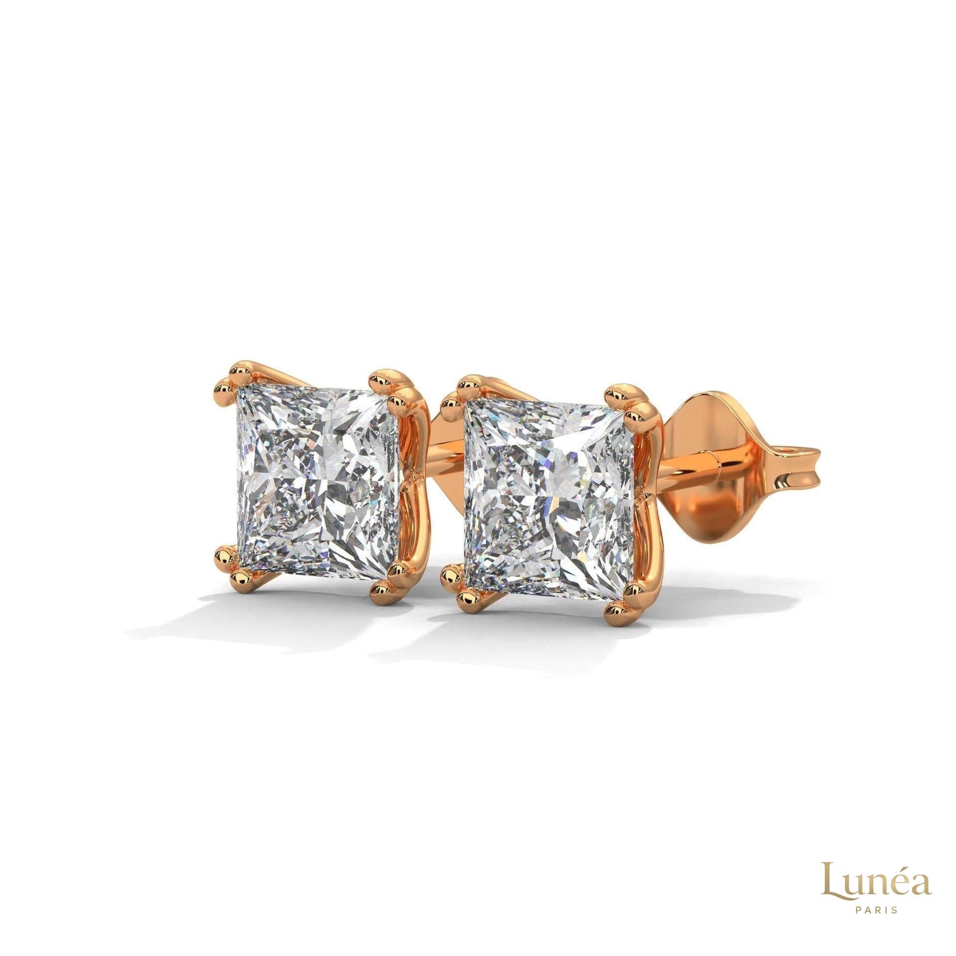 1.50 CT. Princess-Cut Diamond Stud Earrings