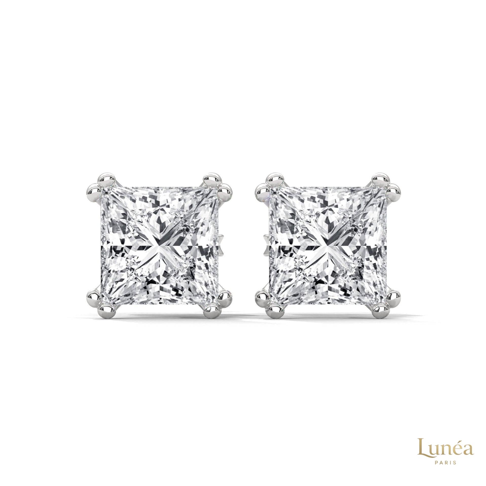 1.50 CT. Princess-Cut Diamond Stud Earrings