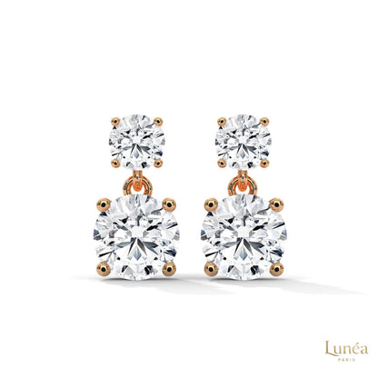1.50 CT two-stone lab-grown diamond drop earrings in polished 14K white gold with a secure four-prong setting.