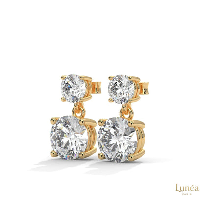 1.50 CT two-stone lab-grown diamond drop earrings in polished 14K white gold with a secure four-prong setting.