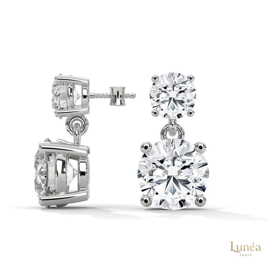 1.50 CT two-stone lab-grown diamond drop earrings in polished 14K white gold with secure four-prong settings.