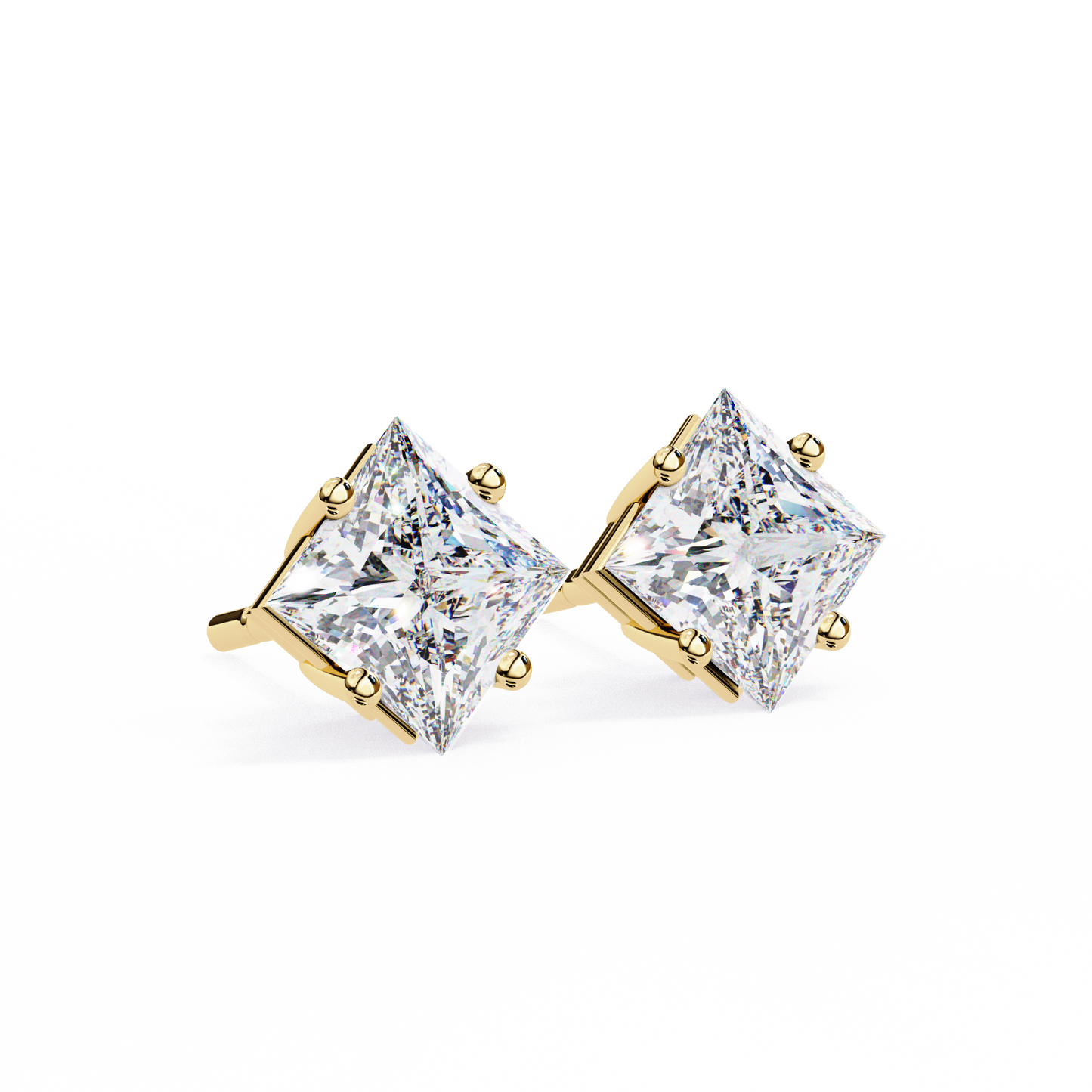 2.39 CTW Princess-Cut Lab-Grown Diamond Stud Earrings in 14K Gold