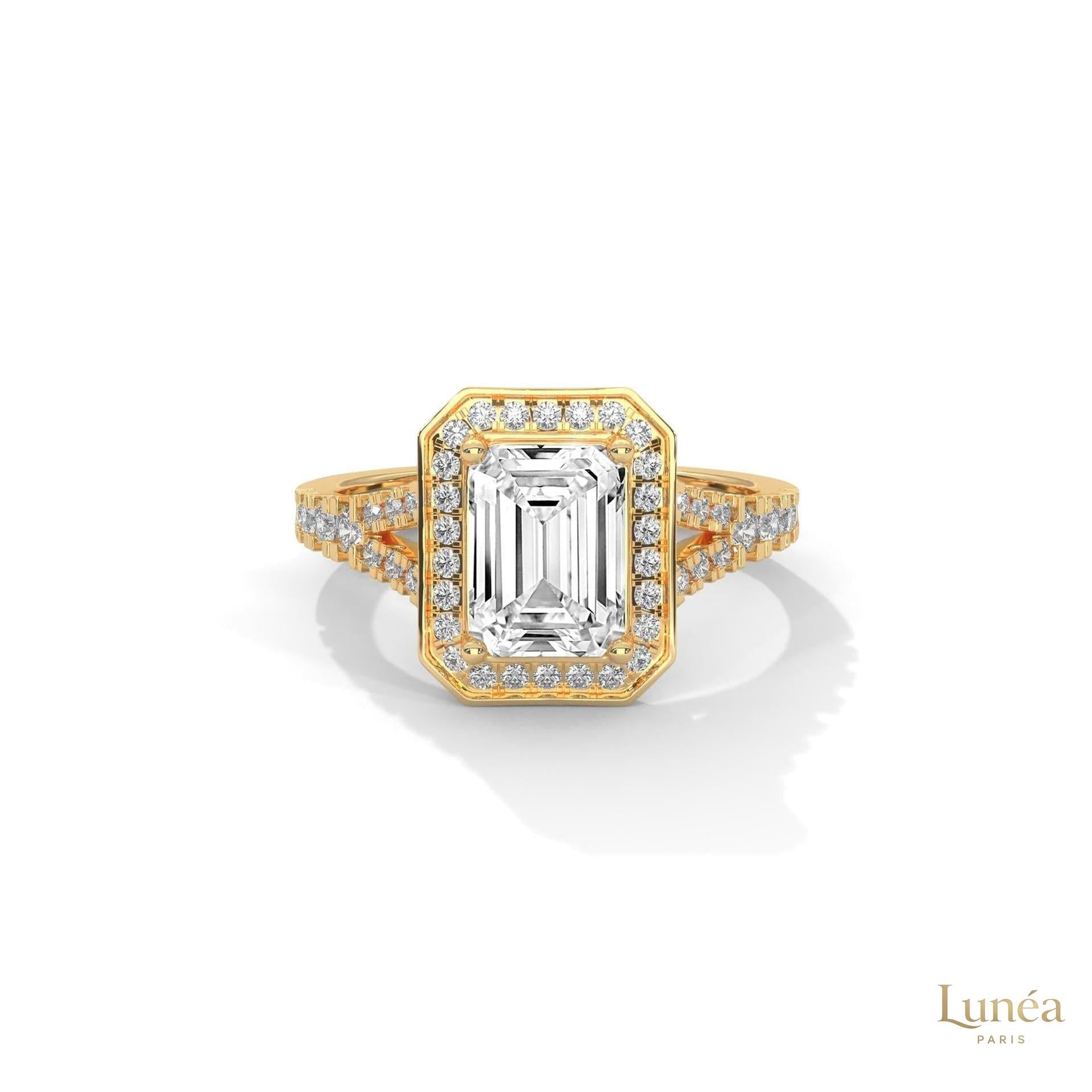 1.60 Ct. Emerald-Cut Halo Lab Diamond Engagement Ring