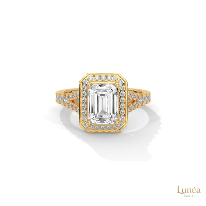 1.60 Ct. Emerald-Cut Halo Lab Diamond Engagement Ring